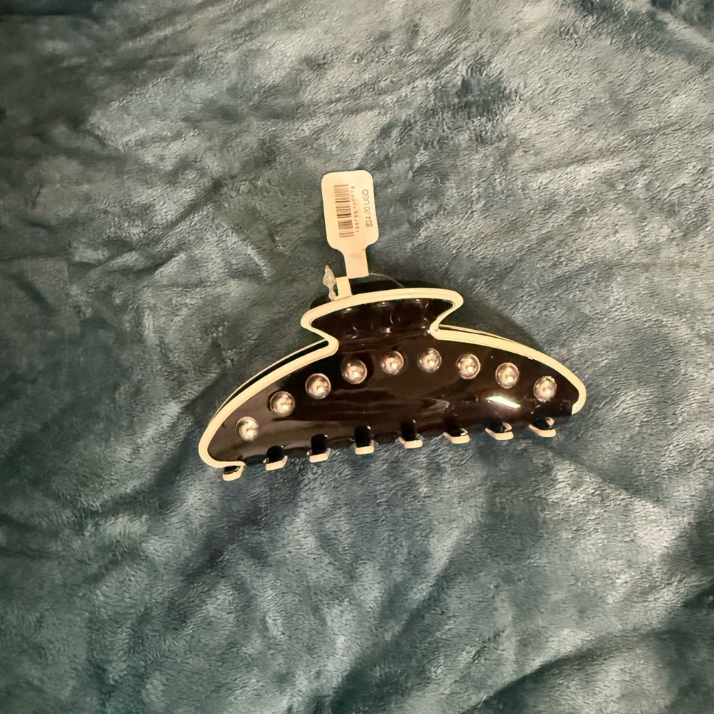 Free people Black Resin Hair Claw Clip with Silver Studs